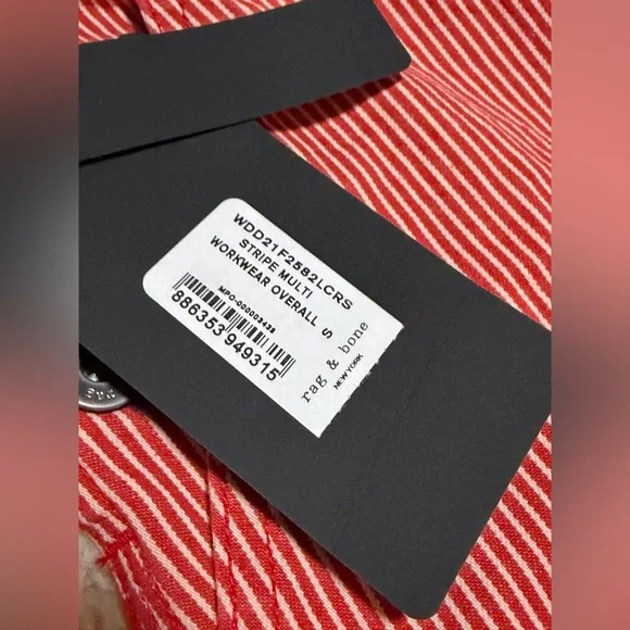 NWT Rag & Bone Red & White Striped Workwear Overalls - Size Small - Picture 6 of 6